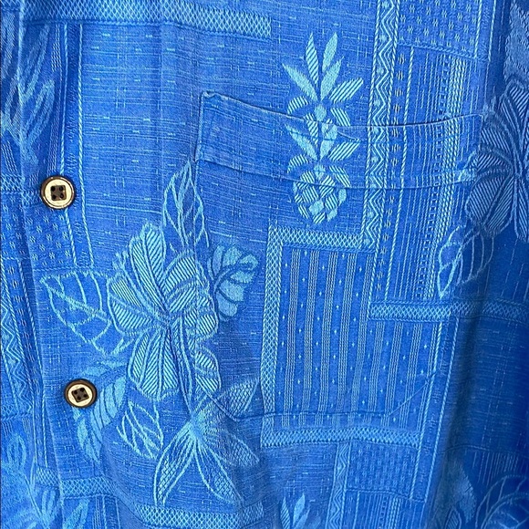 Vintage Jamaica Jaxx Blue 100% Silk Hawaiian Casual Button Down Shirt L - Picture 4 of 10